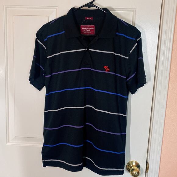 Abercrombie & Fitch Other - Abercrombie & Fitch Black Multicolored Stripe Muscle Collared Polo Shirt Top | M